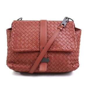 BOTTEGA VENETA Brown Leather Intrecciato Shoulder Bag